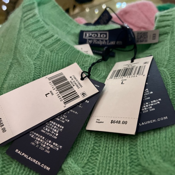 💥SOLD💥 The RALPH LAURE ICONIC CASHMERE SWEATER pistachio green - Picture 2 of 8